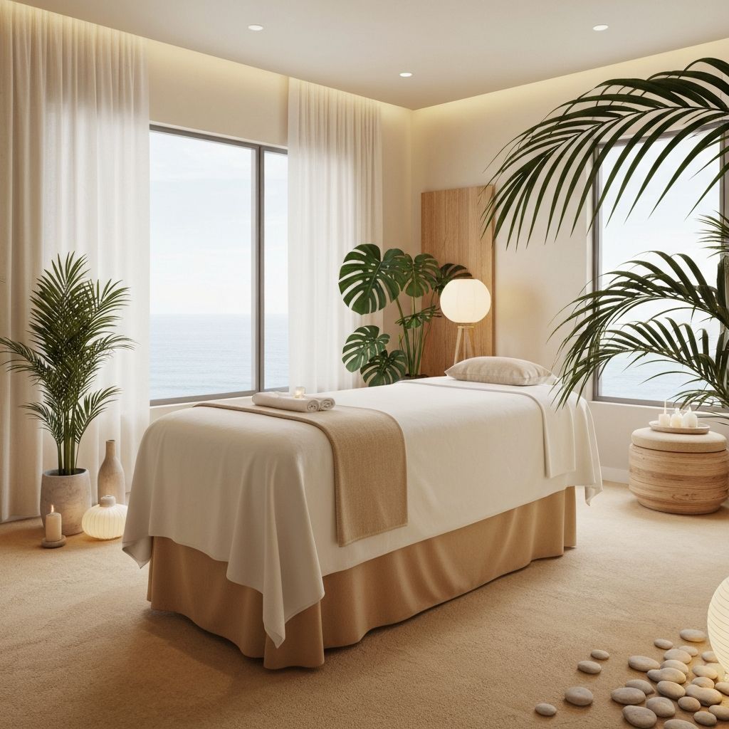 Relaxing massage therapy in a serene coastal setting